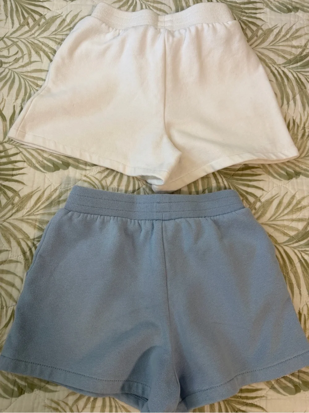 Ralph Lauren White and Light Blue Cotton Terry Shorts - girls